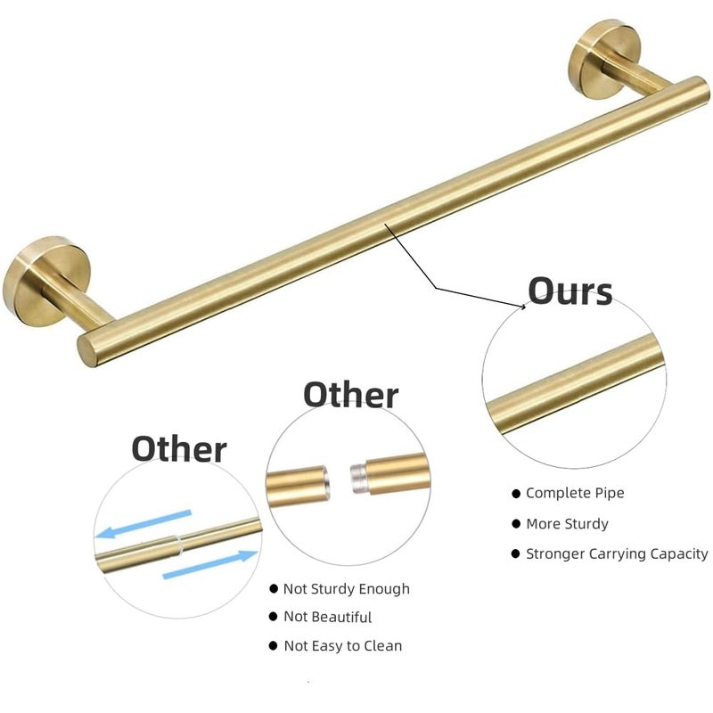 FAIRGIA Gold Bathroom Hardware, Bathroom Accessories Set Includes Toilet Paper Holder 24 Inch Towel Bar Towel Ring Robe Hook 4 Pieces Wall Mount - Image 3